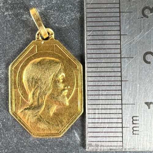 FRENCH ART DECO PAUL BRANDT 18K YELLOW GOLD JESUS CHRIST MEDAL CHARM PENDANT - ADDITIONAL PHOTO 8
