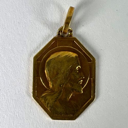 FRENCH ART DECO PAUL BRANDT 18K YELLOW GOLD JESUS CHRIST MEDAL CHARM PENDANT - ADDITIONAL PHOTO 10