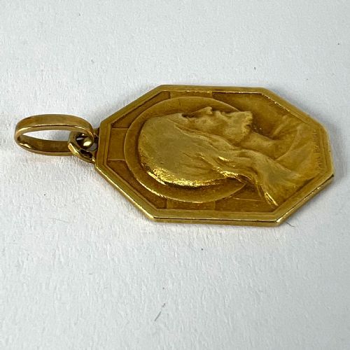 FRENCH ART DECO PAUL BRANDT 18K YELLOW GOLD JESUS CHRIST MEDAL CHARM PENDANT - ADDITIONAL PHOTO 13