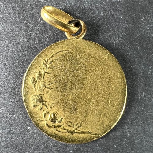 ANTIQUE FRENCH EMILE MONIER VIRGIN MARY 18K YELLOW GOLD PENDANT CHARM MEDAL - ADDITIONAL PHOTO 2
