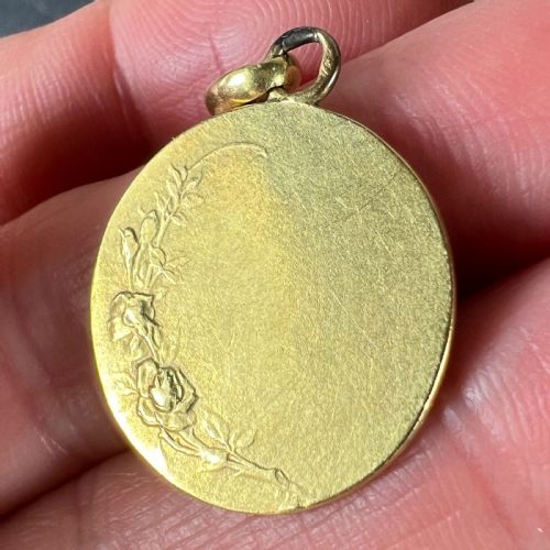 ANTIQUE FRENCH EMILE MONIER VIRGIN MARY 18K YELLOW GOLD PENDANT CHARM MEDAL - ADDITIONAL PHOTO 8