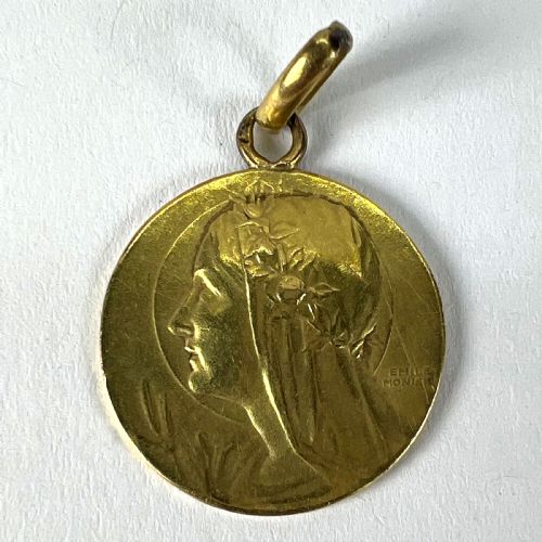 ANTIQUE FRENCH EMILE MONIER VIRGIN MARY 18K YELLOW GOLD PENDANT CHARM MEDAL - ADDITIONAL PHOTO 11