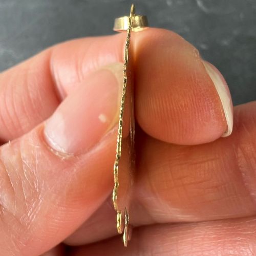 ANTIQUE FRENCH VIRGIN MARY FLORAL 18K YELLOW ROSE GOLD RELIGIOUS PENDANT MEDAL - ADDITIONAL PHOTO 7