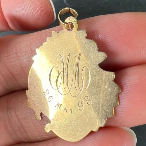 ANTIQUE FRENCH VIRGIN MARY FLORAL 18K YELLOW ROSE GOLD RELIGIOUS PENDANT MEDAL - ADDITIONAL PHOTO 8