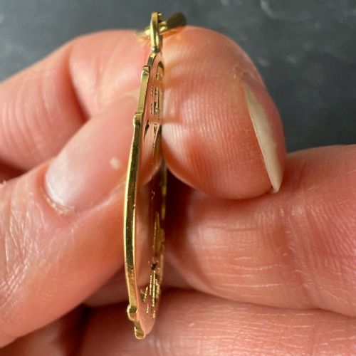 ANTIQUE FRENCH SEMPER FIDELIS ALWAYS FAITHFUL FOREVER LOVE 18K YELLOW GOLD LUCKY CLOVER PENDANT - ADDITIONAL PHOTO 7