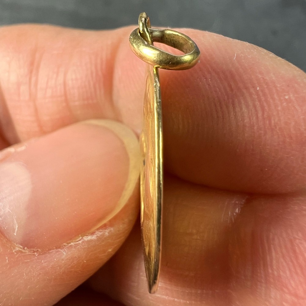 French Dropsy Madonna and Child 18K Yellow Gold Charm Pendant View VII