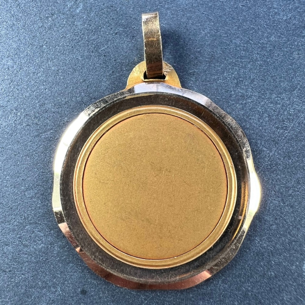Large French Perriat Saint Christopher 18K Yellow Gold Pendant Medal View III