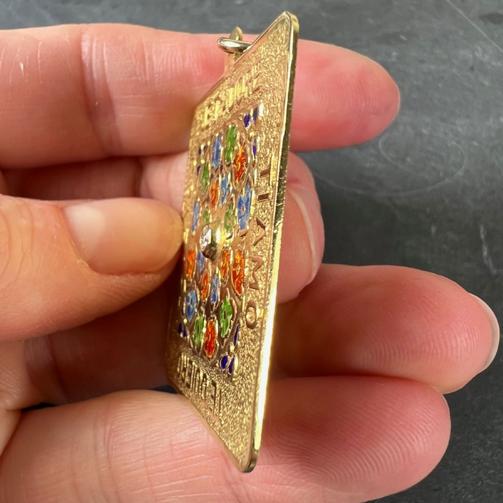 Merrin I Love You Diamond Enamel Flowers 18K Yellow Gold Love Charm Pendant View VII