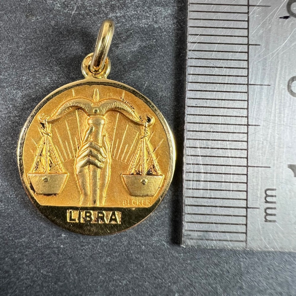 Becker French Zodiac Libra Starsign 18K Yellow Gold Charm Pendant View X