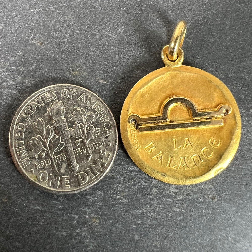 Becker French Zodiac Libra Starsign 18K Yellow Gold Charm Pendant View XI