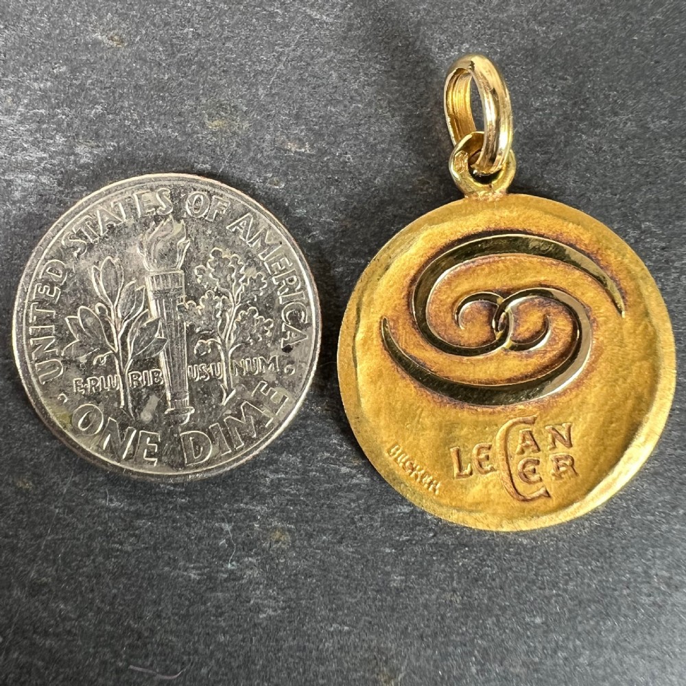 Becker French Zodiac Cancer Starsign 18K Yellow Gold Charm Pendant View XI