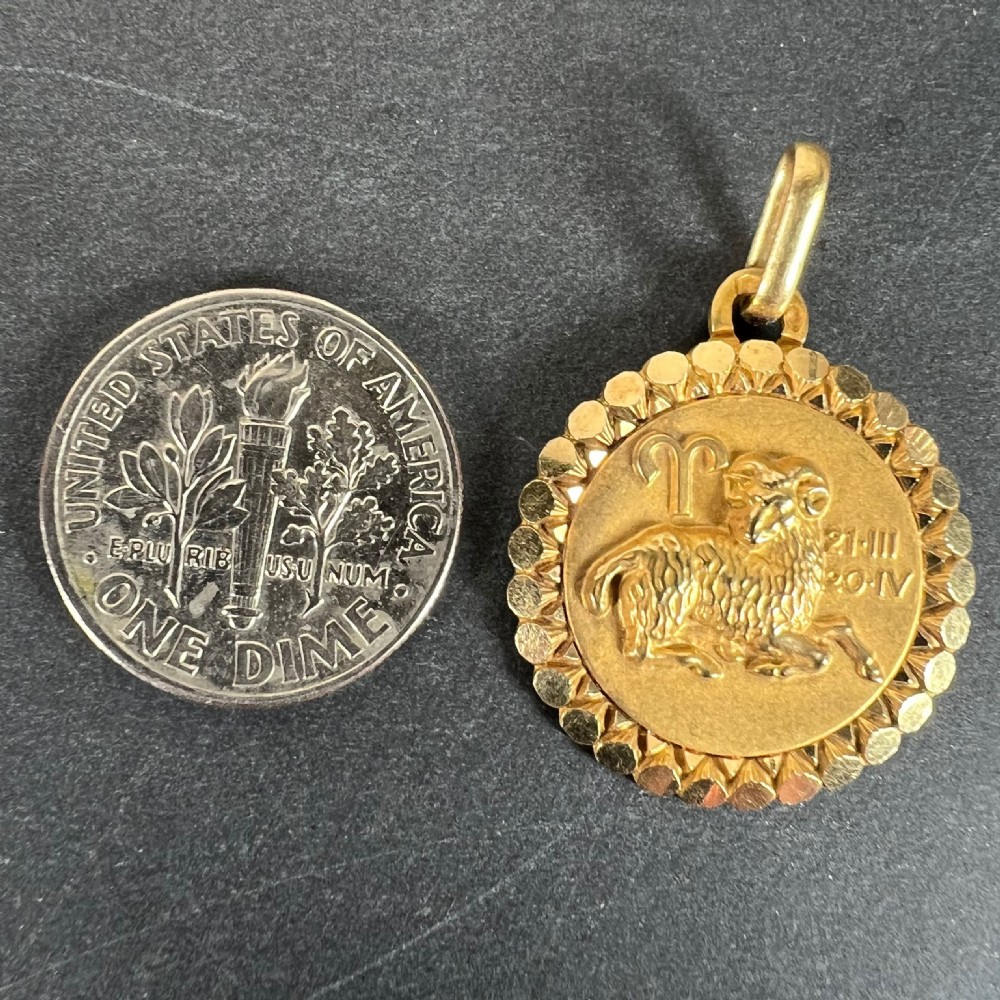 French Perroud Large Ares Zodiac Starsign 18K Yellow Gold Charm Pendant View X