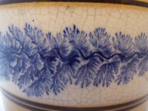 C1850 MASSIVE MOCHAWARE MOCHA WARE JUG PITCHER SEAWEED DECORATION - ADDITIONAL PHOTO 5