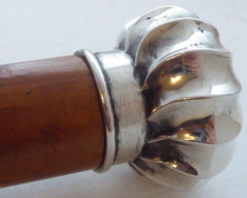 VICTORIAN WALKING STICK CANE 1895 HALLMARKED SILVER POMMEL MALACCA SHAFT WILLIAM HUTTON - ADDITIONAL PHOTO 5