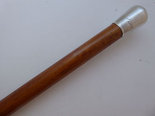 antique walking stick cane 1912 hallmarked solid silver pommel malacca shaft - CATEGORY: ANTIQUE MISCELLANEOUS - DATED 1910