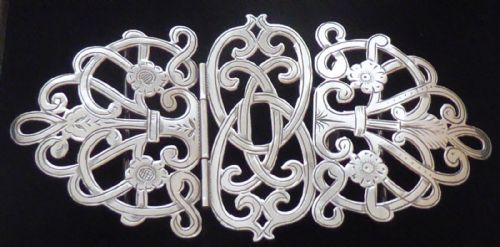VICTORIAN 1899 HALLMARKED SOLID SILVER NURSES BELT BUCKLE TRIPLE SECTION