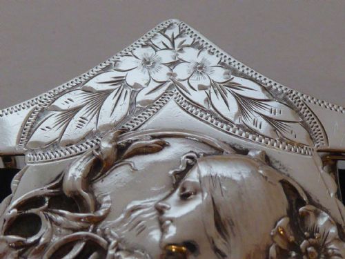 1906 ART NOUVEAU HALLMARKED SOLID SILVER NURSES BELT BUCKLE - ADDITIONAL PHOTO 4