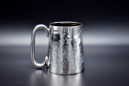 Victorian Sterling Silver Tankard Floral Decoration 1899