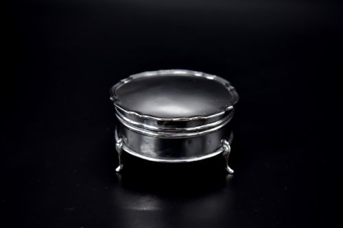 Antique George V Sterling Silver Dressing Table Box Trinket 1925
