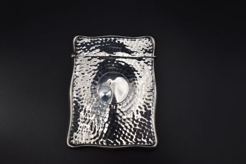 Edward VII Sterling Silver Card Case Spot Hammered 1904