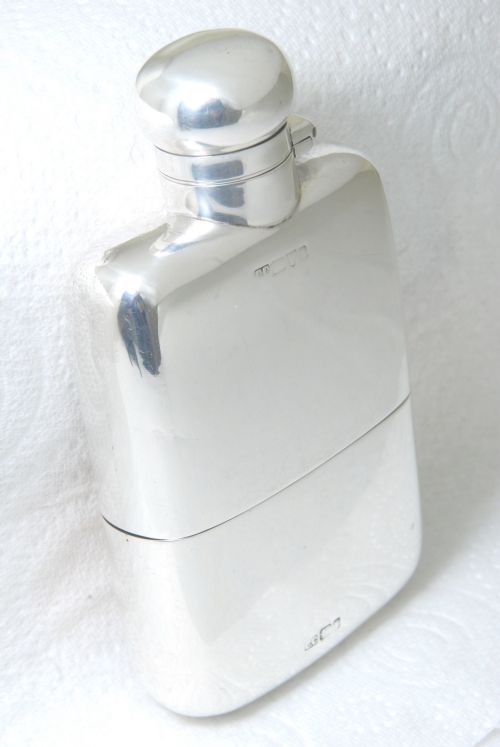 Silver Edwardian Hip Flask with Detachable Cup 1903