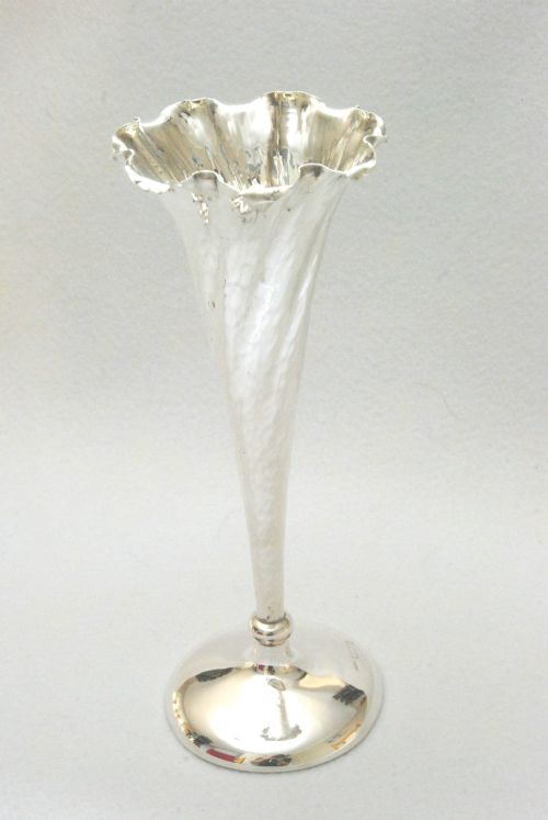 Large Victorian Solid Silver Spill Vase 1898