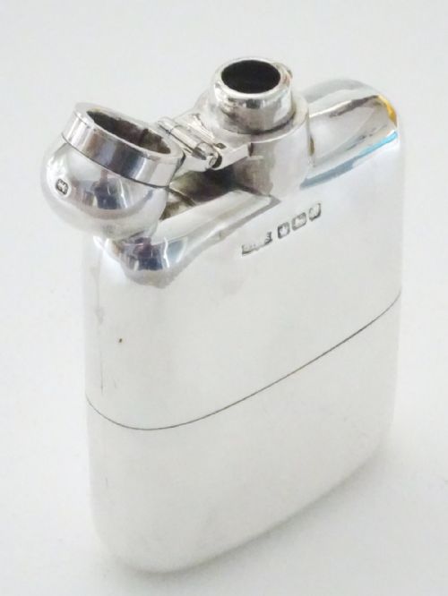 fig 2. Solid Silver Hip Flask with Detachable Cup 1914