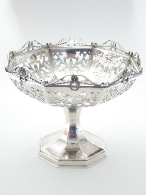 Solid Silver Pedestal Dish / Basket 1913