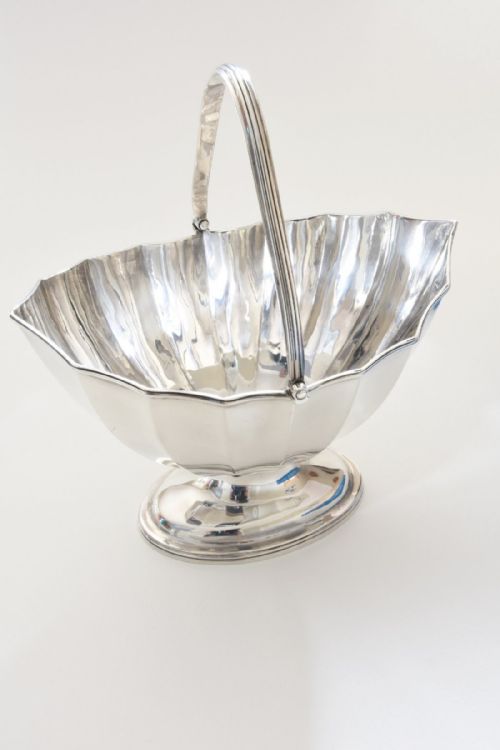 Solid Silver Victorian Swing Handled Pedestal Bowl 1886
