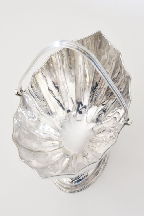 fig 2. Solid Silver Victorian Swing Handled Pedestal Bowl 1886