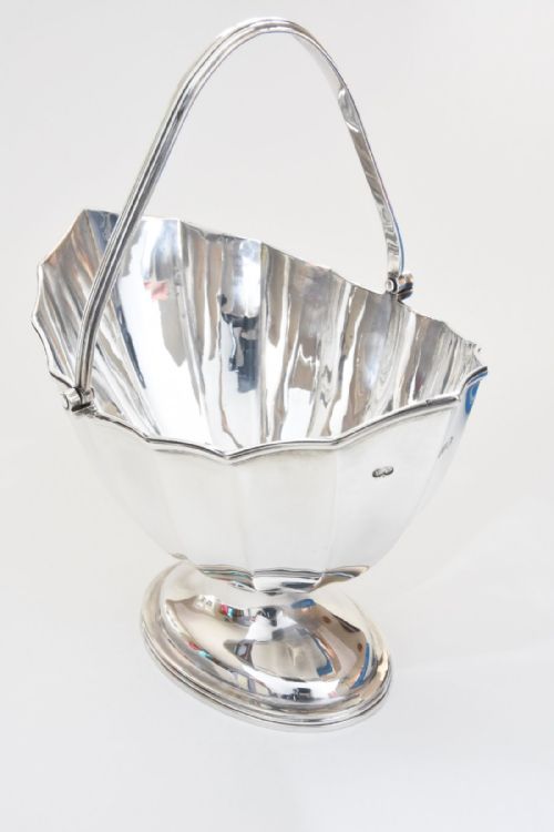 fig 3. Solid Silver Victorian Swing Handled Pedestal Bowl 1886