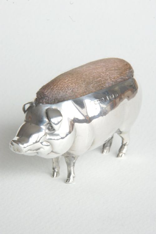 fig 1. Edwardian Silver Pig Pin Cushion 1905