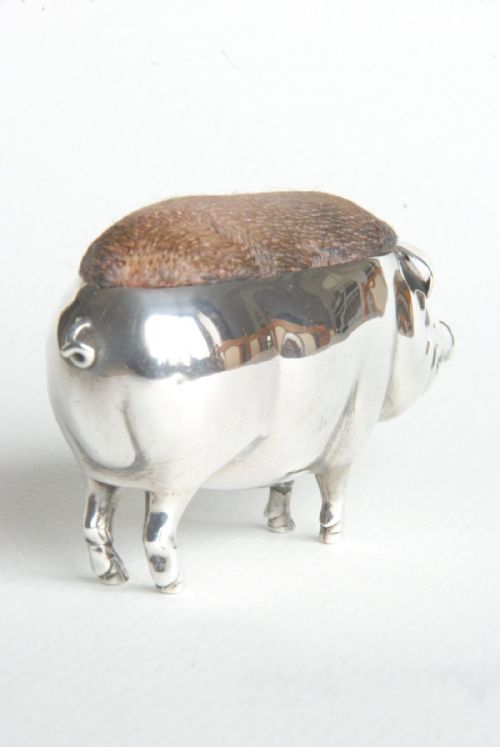 fig 2. Edwardian Silver Pig Pin Cushion 1905