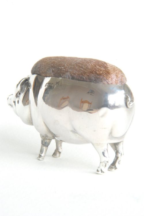 fig 3. Edwardian Silver Pig Pin Cushion 1905