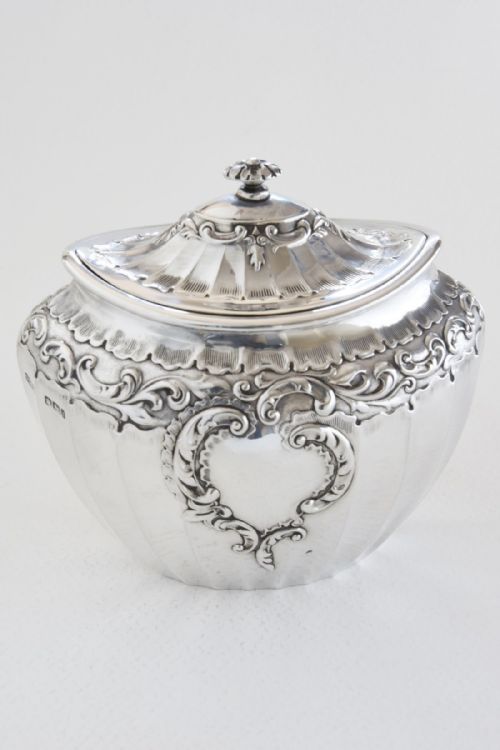 Victorian Solid Silver Tea Caddy 1901