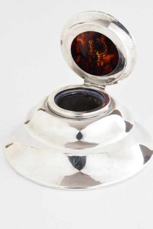 fig 3. Large Silver and Tortoiseshell Inkwell (Harrods London) 1912