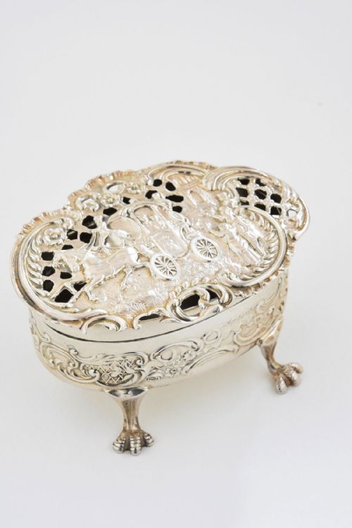 Rare Edwardian Silver Potpourri Box by William Comyns 1904