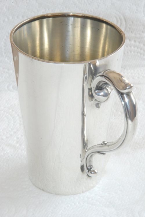 Solid Silver Edwardian Half Pint Tankard 1910