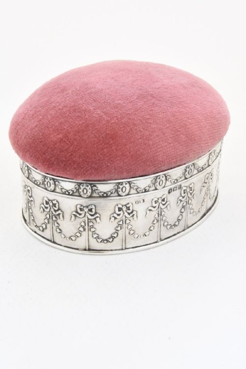 Edwardian Silver Pin Cushion / Trinket Box 1905