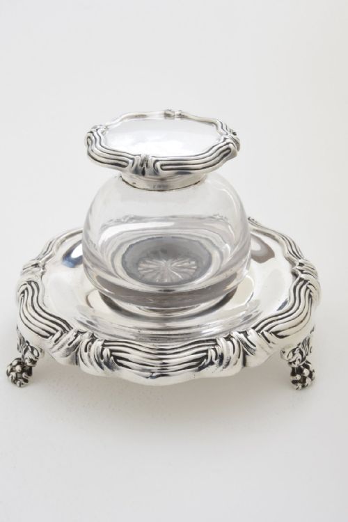 fig 3. Rare Silver Inkwell & Stand 1919
