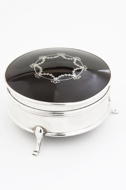 fig 1. Silver & Faux Tortoiseshell Trinket Box 1917
