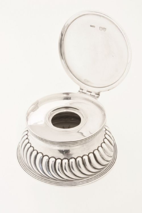 fig 2. Rare Late Victorian Silver & Glass Inkwell 1895