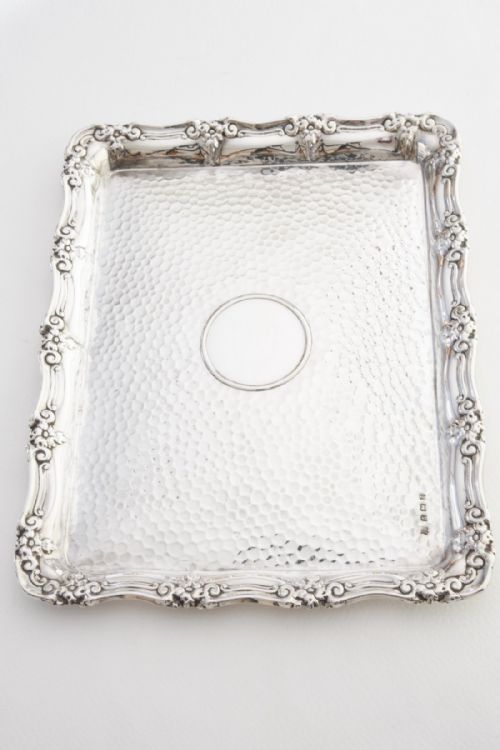 Solid Silver Hammered Finish Tray 1909