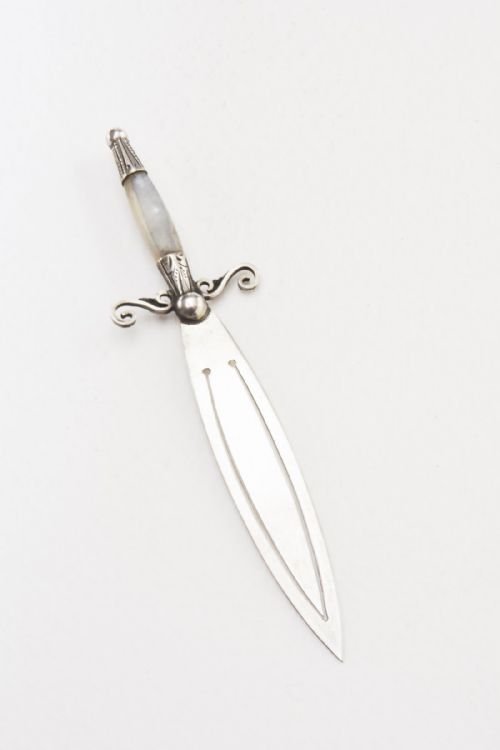 Victorian Silver & Mother of Pearl Bookmark 1891