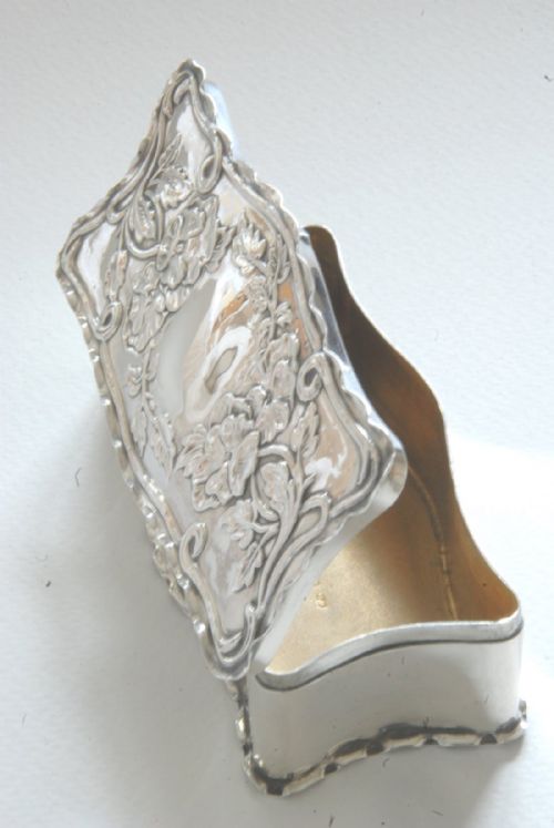 Art Nouveau Solid Silver Trinket Box - Chester 1902