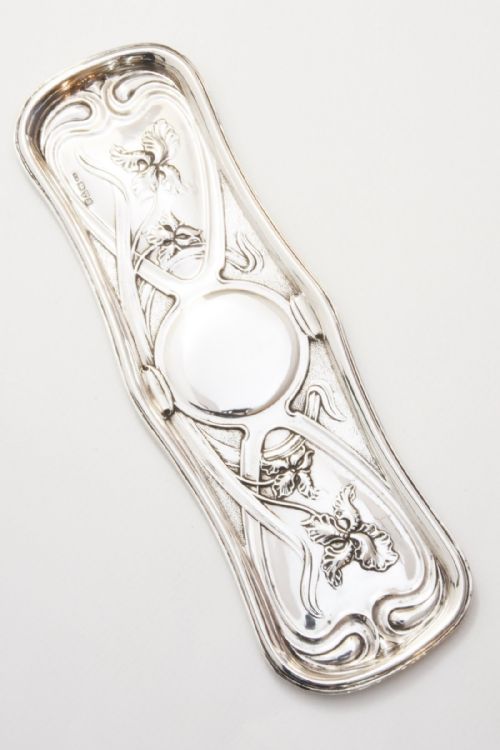 Silver Art Nouveau Pen Tray - Chester 1902