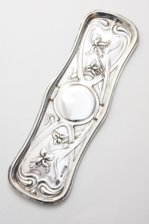 fig 3. Silver Art Nouveau Pen Tray - Chester 1902