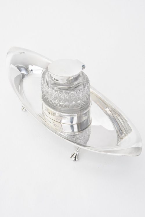 fig 1. Edwardian Silver Inkwell Stand 1905