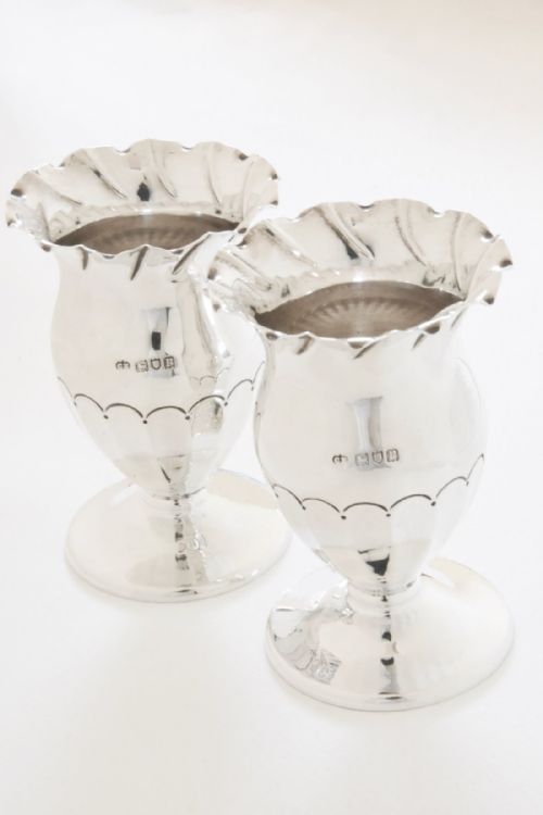 fig 2. Pair of Solid Silver Posy Vases 1912