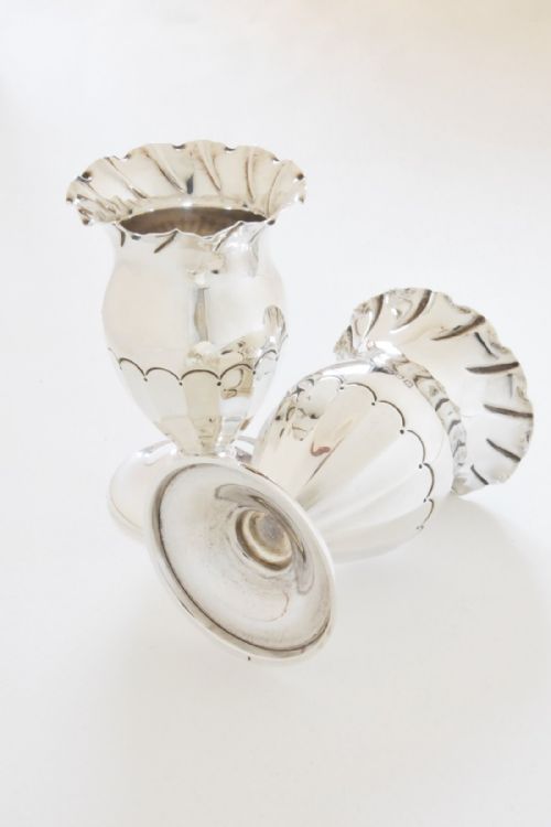 fig 3. Pair of Solid Silver Posy Vases 1912